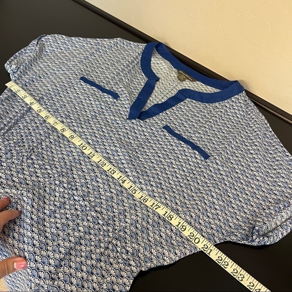 Tommy Bahama Fan Festival split neck dress shell print blue lightweight sz M - Picture 7 of 11